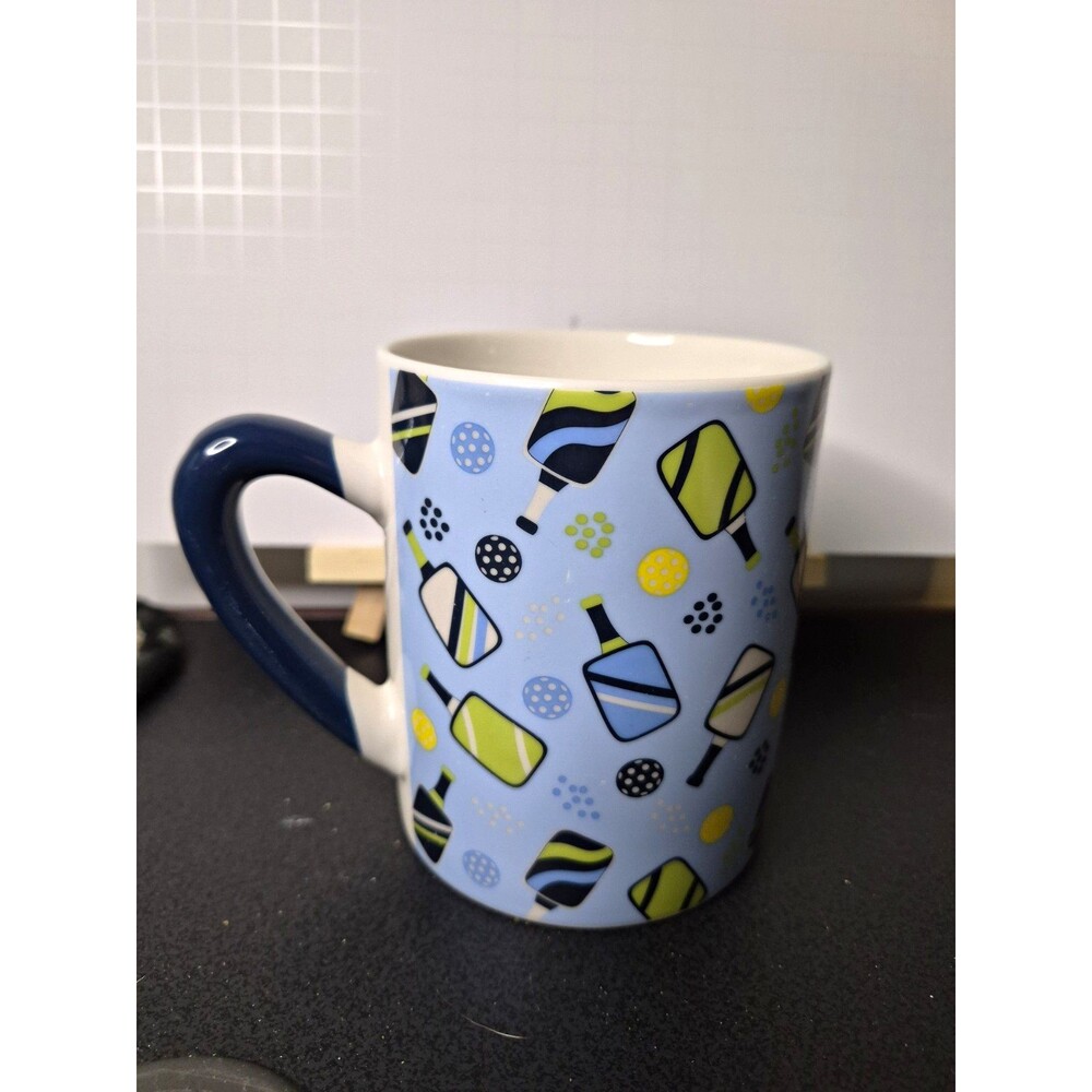Ceramic Coffee Mug Blue Novelty Food & Drink Decorated Microwave Safe 11 fl oz